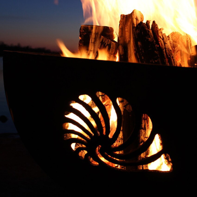 36 Inch Pra Karat Corten Steel Firepits Luar Ruangan Dengan Oksida Patina
