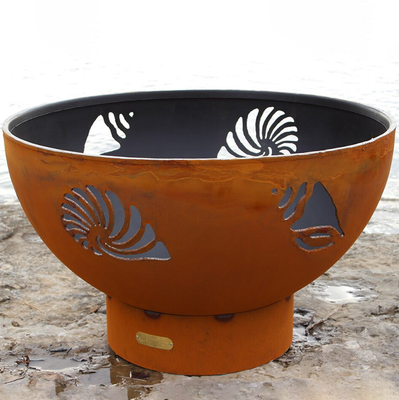 36 Inch Pra Karat Corten Steel Firepits Luar Ruangan Dengan Oksida Patina