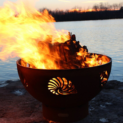 36 Inch Pra Karat Corten Steel Firepits Luar Ruangan Dengan Oksida Patina