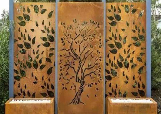Oak Tree Design Rusty Corten Steel Privacy Screens Dekoratif 600 * 1200mm