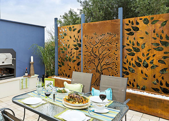 Oak Tree Design Rusty Corten Steel Privacy Screens Dekoratif 600 * 1200mm