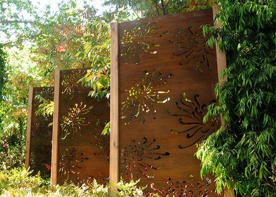 3mm Krisan Pola Ornamen Taman Logam Panel Potong Laser Baja Corten