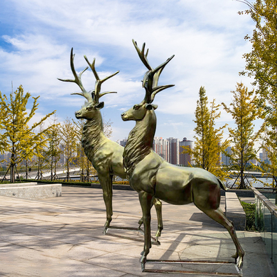 Gnee Garden Cast Iron Outdoor Metal Sculpture Patung Rusa Kuningan