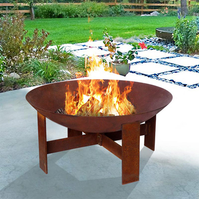 Kayu Berbahan Bakar Bulat Corten Steel Fire Place Hangat Menjaga Penggunaan Taman