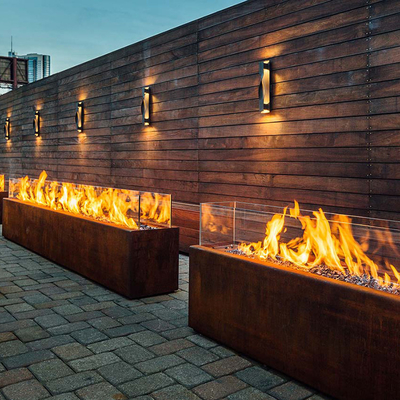 1500mm Rectangular Metal Fire Pit Heater Corten Steel Modern Estetika