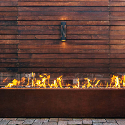1500mm Rectangular Metal Fire Pit Heater Corten Steel Modern Estetika
