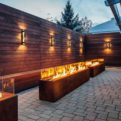 1500mm Rectangular Metal Fire Pit Heater Corten Steel Modern Estetika