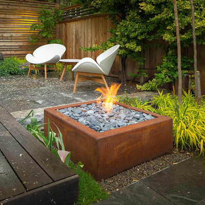 Sederhana Corten Steel Outdoor Fire Pit Rusty Round Design Dekorasi Taman Lubang Api