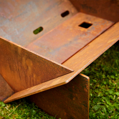 Meja Lubang Api Pembakaran Kayu Corten Steel yang Dapat Dilepas Portabel 510mm