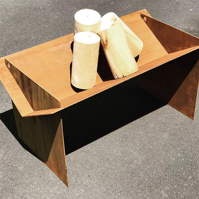 Meja Lubang Api Pembakaran Kayu Corten Steel yang Dapat Dilepas Portabel 510mm