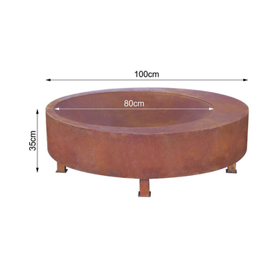 Pembakaran Kayu Lubang Api Baja Pelapukan Besar Mangkuk Api Luar Ruangan 600mm-1500mm