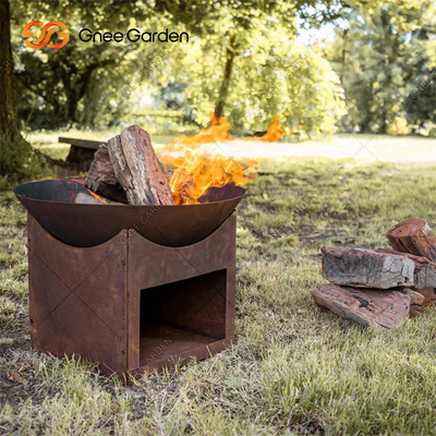 56cm Laser Cut Round Corten Fire Pit Untuk Dekorasi Taman