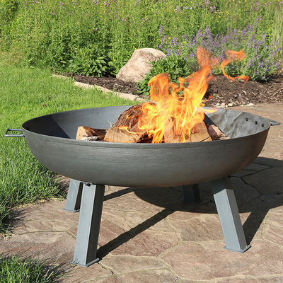 Modern Black Garden Corten Steel Fire Pit Putaran Mangkuk Api Luar Ruangan