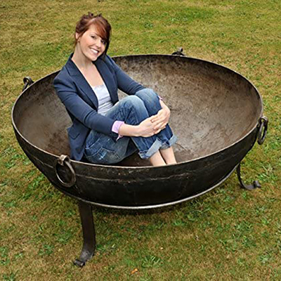 Bahan Korosi Luar Ruangan Corten Steel Metal Fire Pit Pembakaran Kayu Hitam 60-150cm