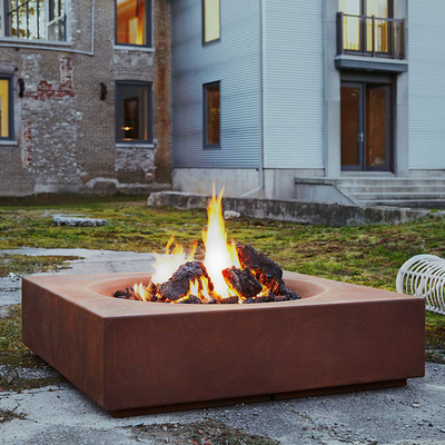 Pemanas Teras Luar Ruangan Perapian Corten Steel Fire Pit Pembakaran Kayu 60-150cm