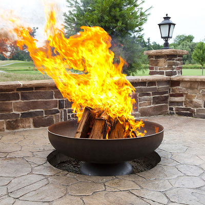 Outdoor Corten Steel Fire Pit Round Rustic Look Untuk Furnitur Taman Atau Halaman