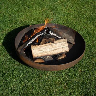 Outdoor Corten Steel Fire Pit Round Rustic Look Untuk Furnitur Taman Atau Halaman