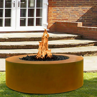 Round Outdoor Garden Corten Steel Fire Pit Camping Untuk Pembakaran Kayu Luar