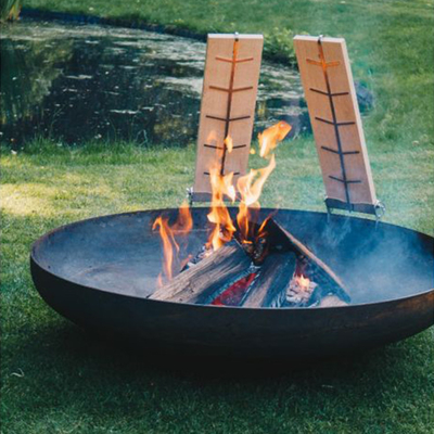 Pembakaran Kayu Corten Steel Outdoor Fire Pit Garden Camping Design
