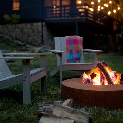 Pembakaran Kayu Bulat Decprative Corten Steel Fire Pit Bowl 70cm