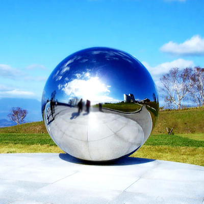 H250cm Sphere Garden Cermin Patung Patung Logam Modern Luar Ruangan
