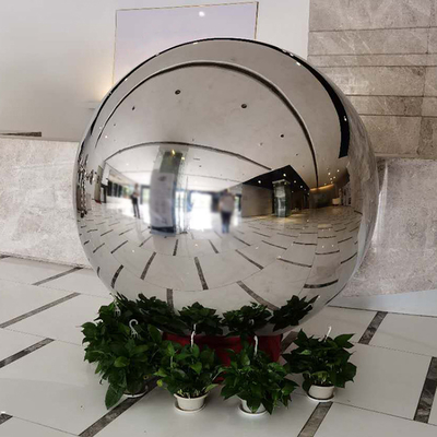 H250cm Sphere Garden Cermin Patung Patung Logam Modern Luar Ruangan