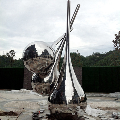 Oval Sphere 304 Modern Stainless Steel Patung Luar Ruangan Kreatif