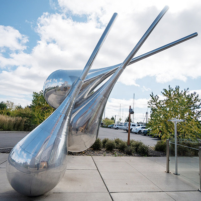 Oval Sphere 304 Modern Stainless Steel Patung Luar Ruangan Kreatif