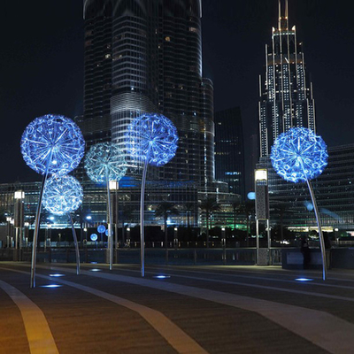 304 316 Stainless Steel Yard Art Electroplate Dandelion Shape Untuk Taman
