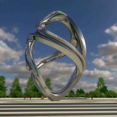 Gnee Garden Circle Abstrak Patung Stainless Steel Kreatif