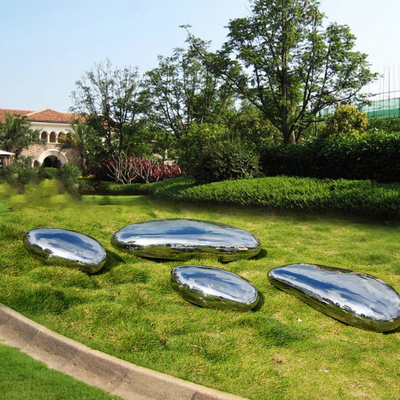 Gnee Garden Patung Stainless Steel Bentuk Kerikil Tinggi Dipoles Untuk Rumput
