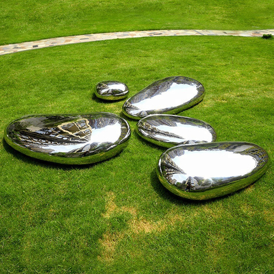 Gnee Garden Patung Stainless Steel Bentuk Kerikil Tinggi Dipoles Untuk Rumput