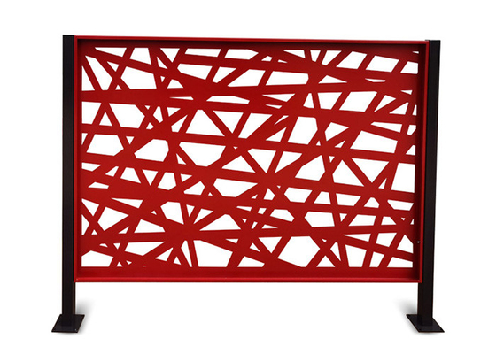 GN-SP-166 Laser Cutting Panel Layar Baja Dicat Merah Dengan Pola Geometris