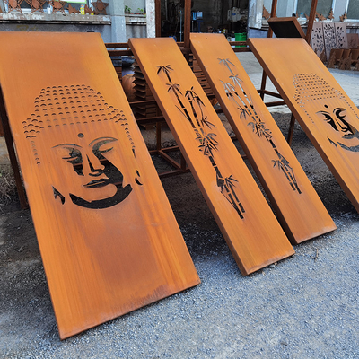 Layar Baja Corten 1500mm GN-SH-204 Laser Cut Privacy Divider Ornamen Taman Logam