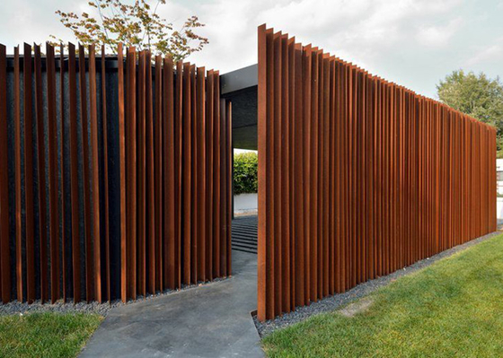 2m Tinggi Taman Corten Steel Fence Panel Desain Eksterior untuk Perumahan